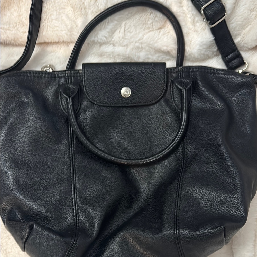 Longchamp Black Leather Tote Bag